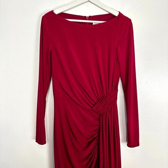 MAC DUGGAL Long Sleeve Jersey Evening Gown in Berry Size US 6 - Picture 3 of 10